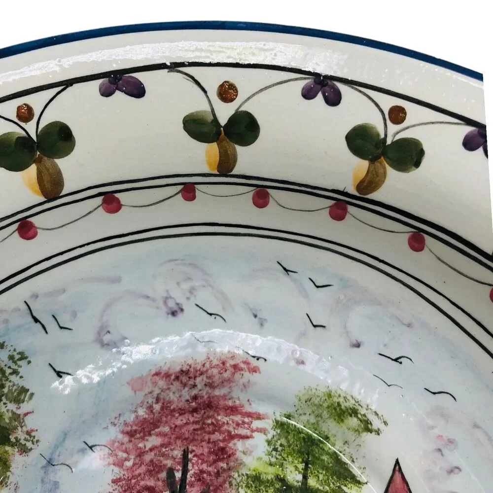 2‎ Bricolarte Portugal Ceramic Hand Painted Pasta Bowls Serving Signed Fernanda
